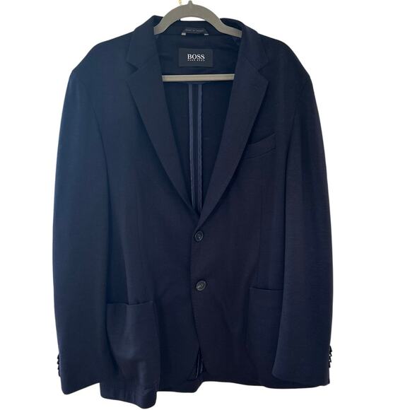 Hugo Boss Reda Merino Wool Deep Navy Unlined Two Button Double Vent Blazer - Picture 1 of 10